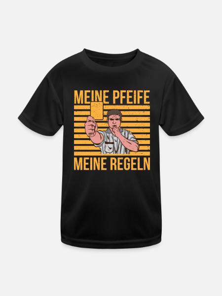 Lustige Schiedsrichter Handball Meine Regeln Karte - Kinder Funktions-T-Shirt - Schwarz - Vorne