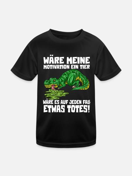 Motivation lustlos Witziges T-Rex Dino Outfit - Kinder Funktions-T-Shirt - Schwarz - Vorne