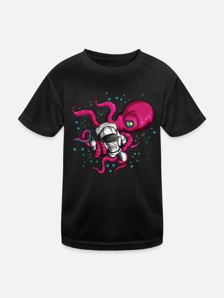 Costume spatial avec extraterrestre et cosmonaute pieuvre - T-shirt sport Enfant - noir - Devant