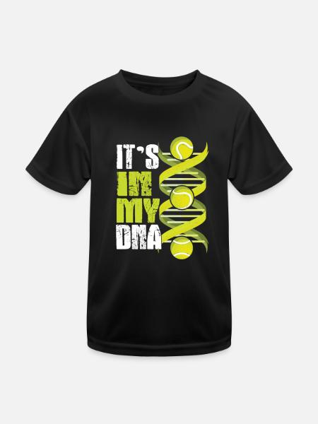 Tennis DNA Tennis Balls Sport Tennis Player Saying - Kids Functional T-Shirt - black - Front