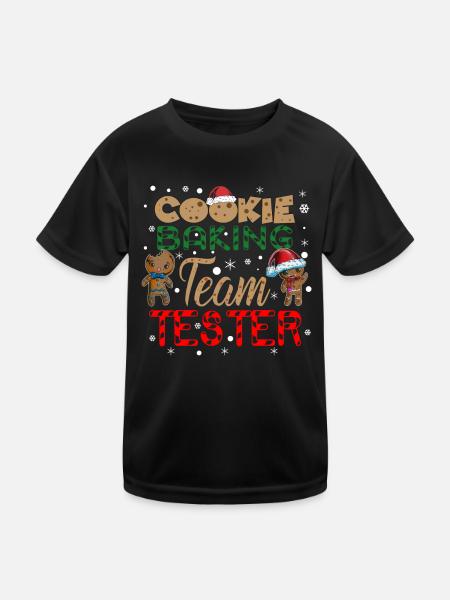 Team Cookies Tester funny Christmas outfit - Kids Functional T-Shirt - black - Front