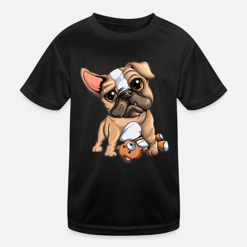 Dog loyal stupid looking pug keeps cuddly toy Kids Functional T-Shirt