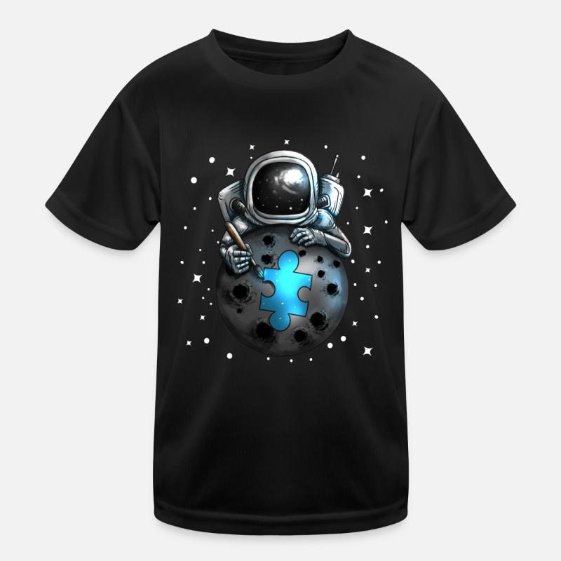 Astronaut Puzzle Autims Moon Blue Universe All Kids Functional T-Shirt