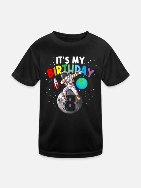 8e anniversaire sur la lune Les enfants C’est mon anniversaire - T-shirt sport Enfant - noir - Devant