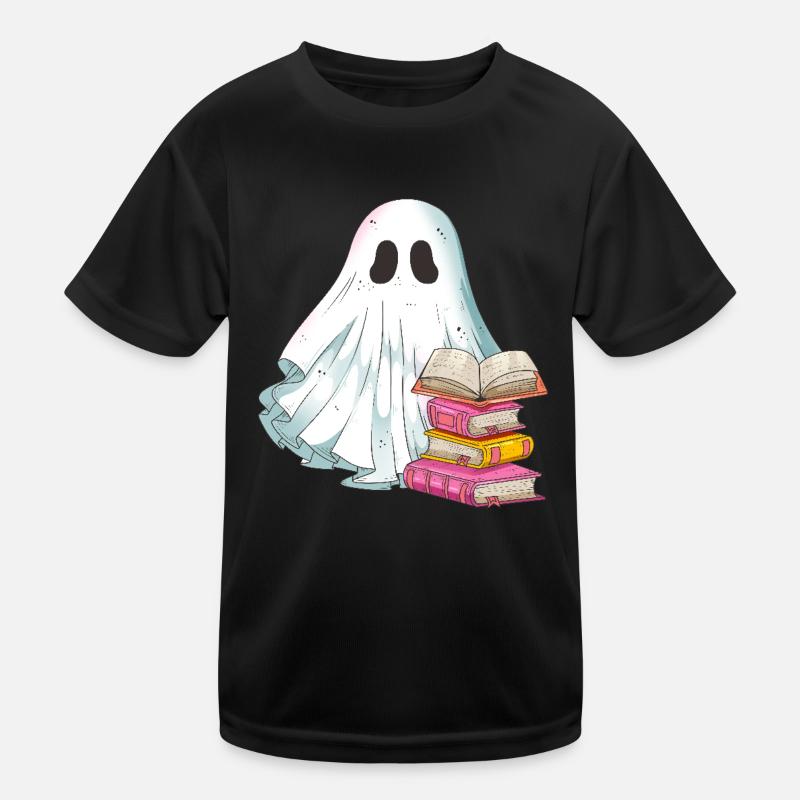 Books Reading Ghost Ghost on Halloween Kids Functional T-Shirt