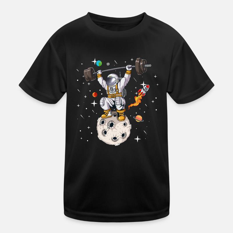 Bodybuilder Astronaut Trade Weight Asteroid All Kids Functional T-Shirt