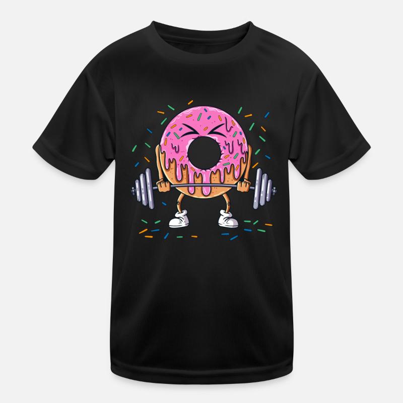 Donut hebt Gewicht Handel Workout Gym Training Kinder Funktions-T-Shirt