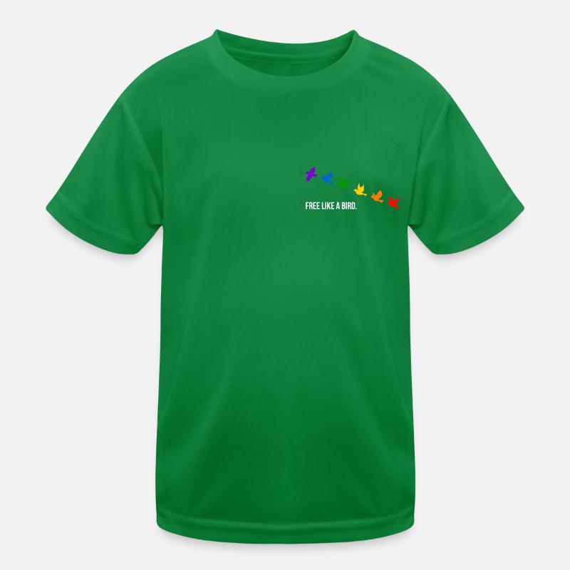 Libre comme un oiseau, aux couleurs de l’arc-en-ciel - Blanc T-shirt sport Enfant