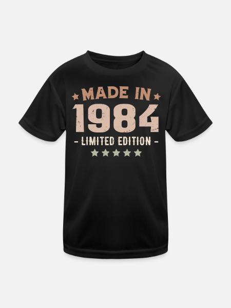 Baujahr 1984 Jubiläumsgeschenk 1984 Jahrgang 1984 - Kinder Funktions-T-Shirt - Schwarz - Vorne