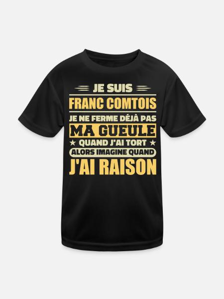 Franc comtois je ferme pas ma gueule franche comté - T-shirt sport Enfant - noir - Devant