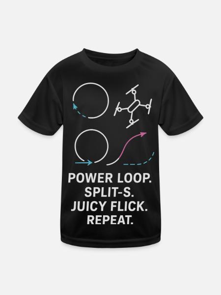 Power Loop Split-S Juicy Flick Repeat - Kinder Funktions-T-Shirt - Schwarz - Vorne