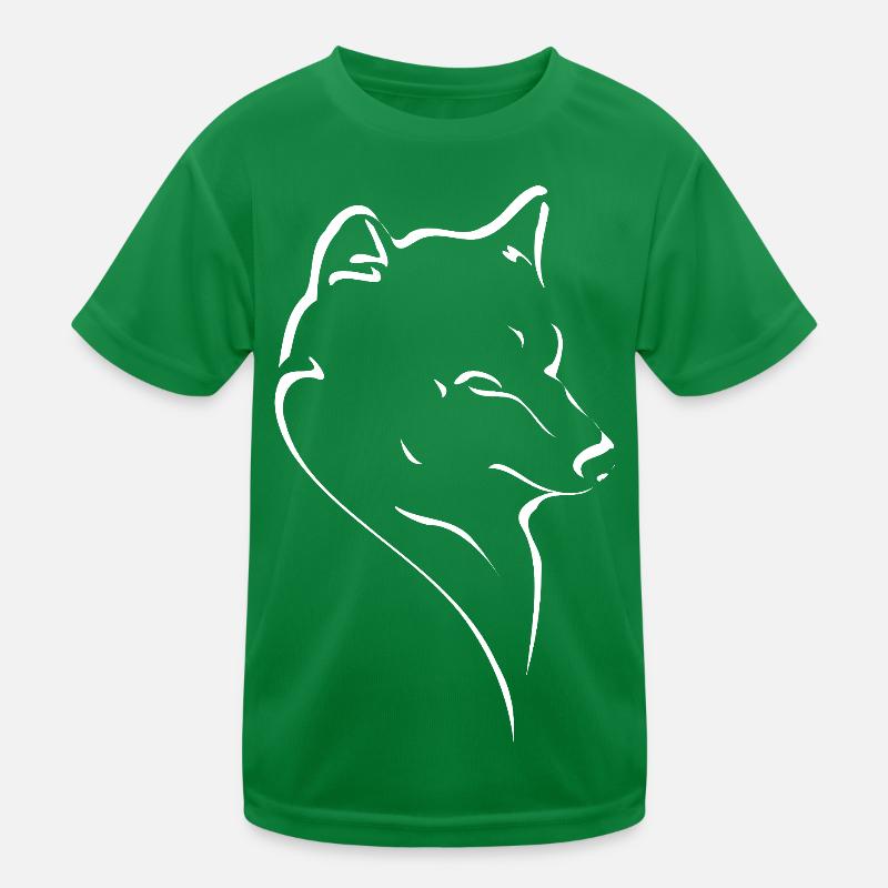 Wolf's Silhouette Line Art Kids Functional T-Shirt