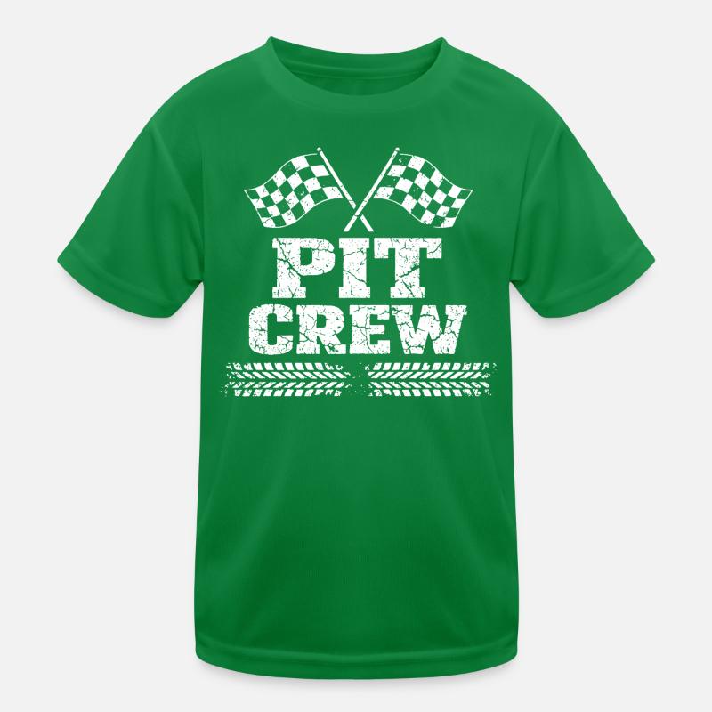 Vintage Pit Crew Car Racing Team Kids Functional T-Shirt