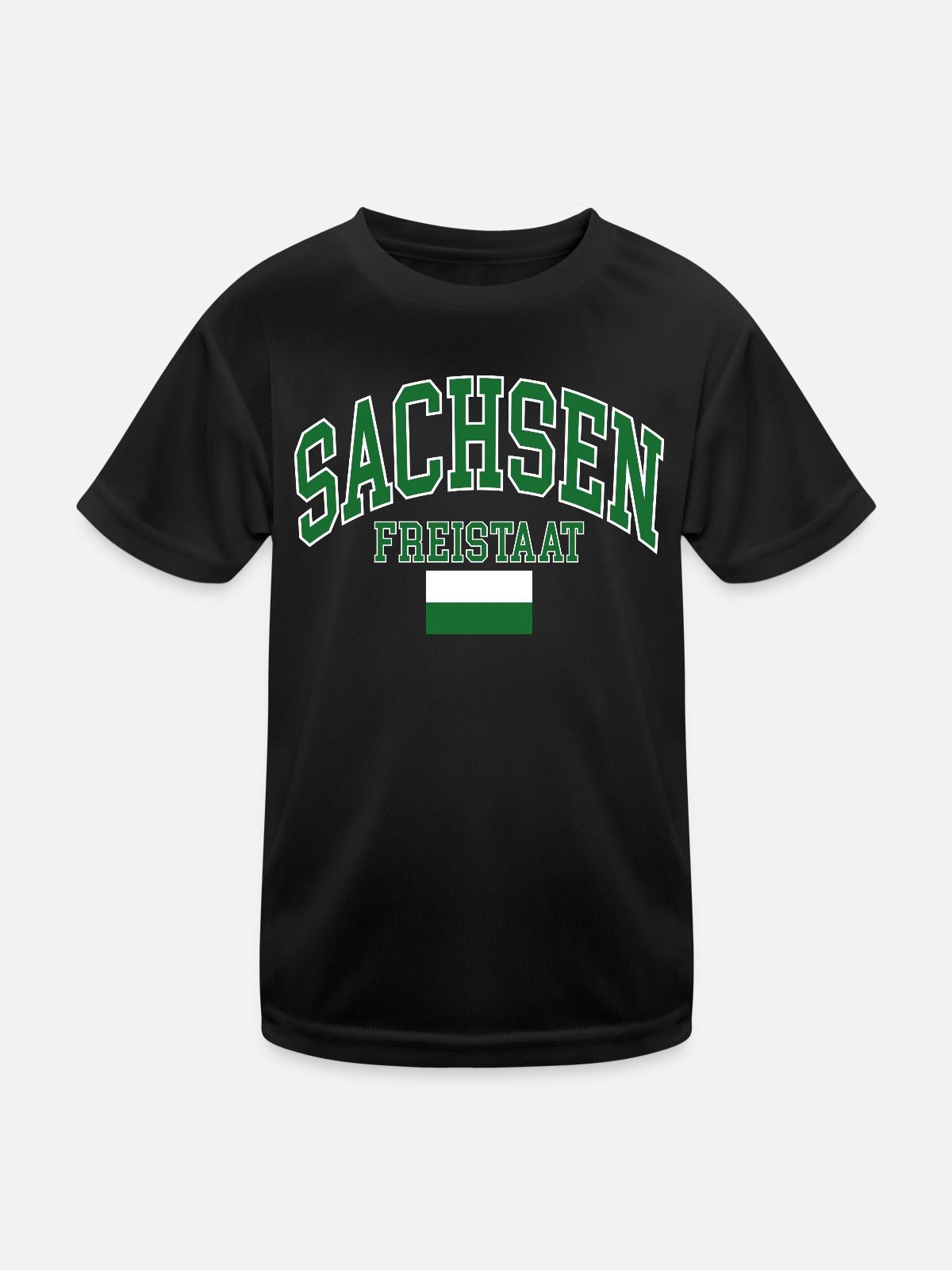 Sachsen - Kinder Funktions-T-Shirt - Schwarz - Vorne