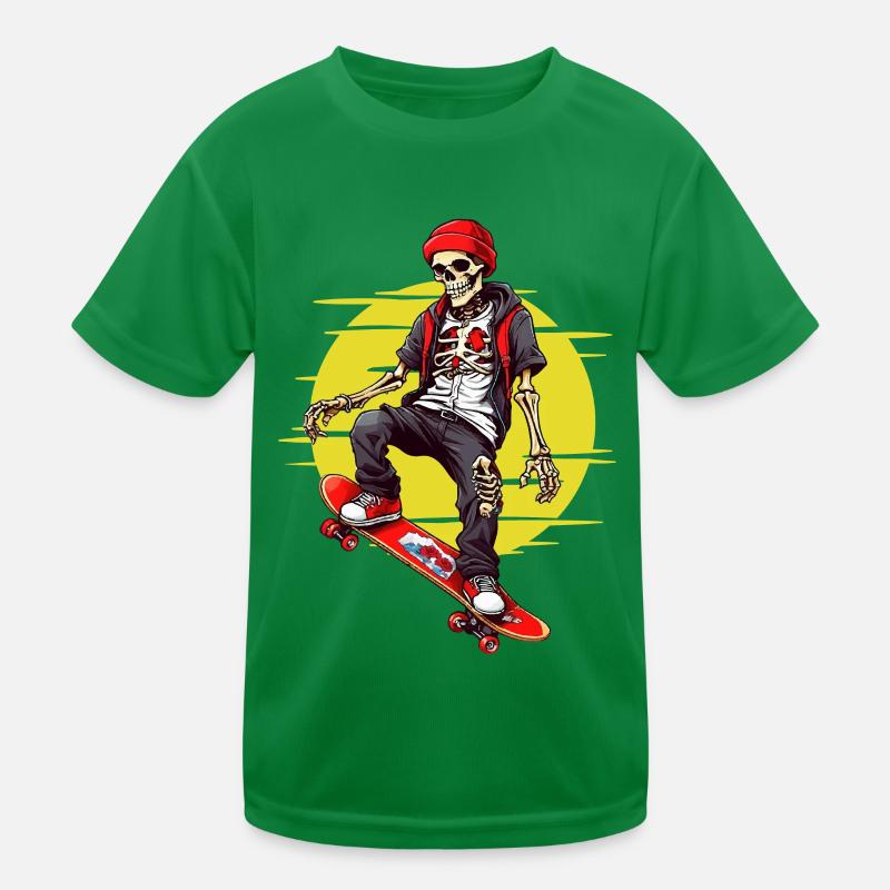 Skateboarding Skelett Kinder Funktions-T-Shirt