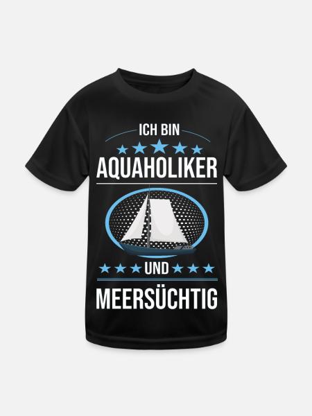 Kapitän Aquaholiker und Meersüchtig Geschenk - Kinder Funktions-T-Shirt - Schwarz - Vorne