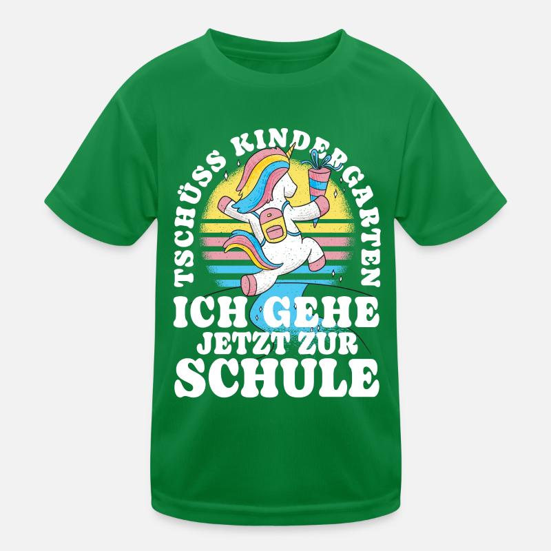 Einschulung Einhorn Tschüss Kindergarten Kinder Funktions-T-Shirt