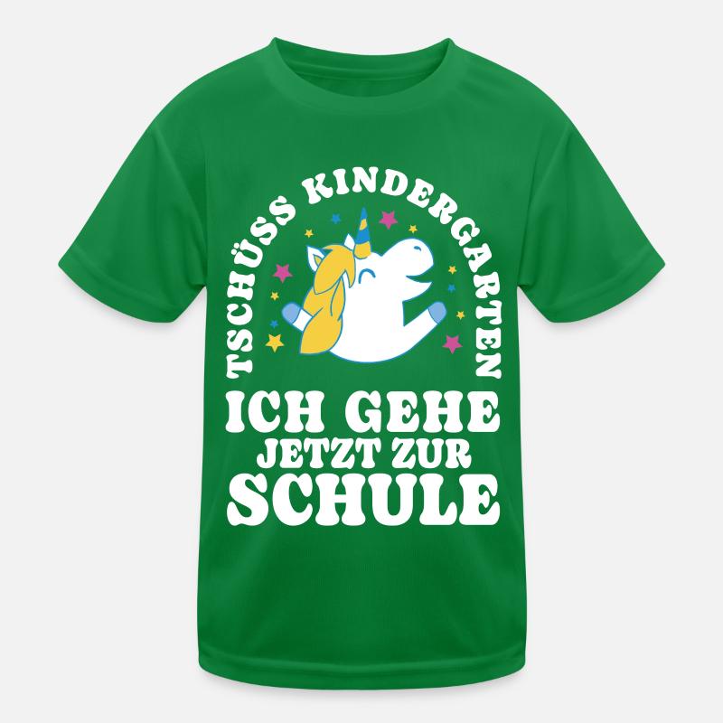 Einschulung Einhorn Tschüss Kindergarten Kinder Funktions-T-Shirt