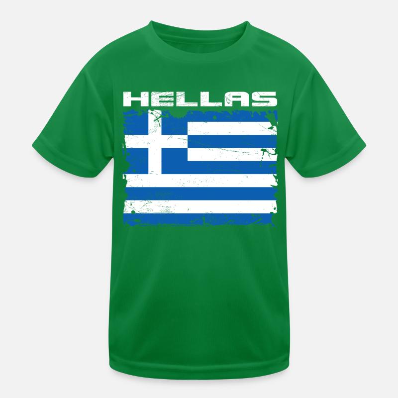 Greece Hellas Flag Kids Functional T-Shirt