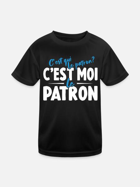 C'est Qui Le Patron C'est Moi Le Patron - T-shirt sport Enfant - noir - Devant