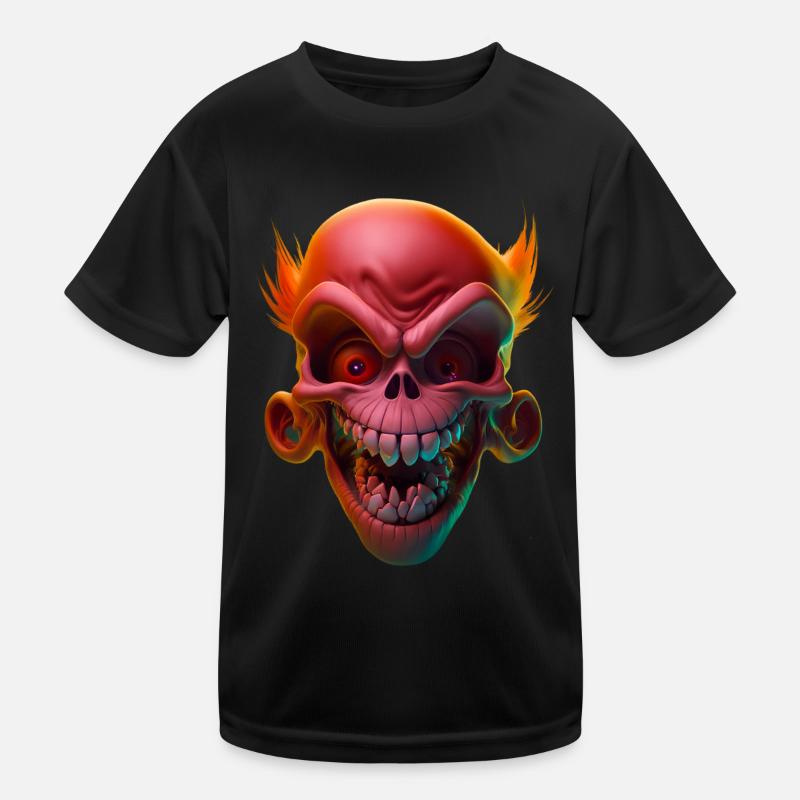 Red laughing Skull Kids Functional T-Shirt