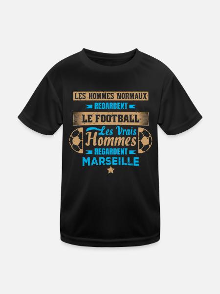 les vrais hommes regardent marseille club de foot - T-shirt sport Enfant - noir - Devant