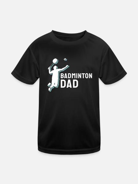 Badminton Badminton Dad - Kinder Funktions-T-Shirt - Schwarz - Vorne