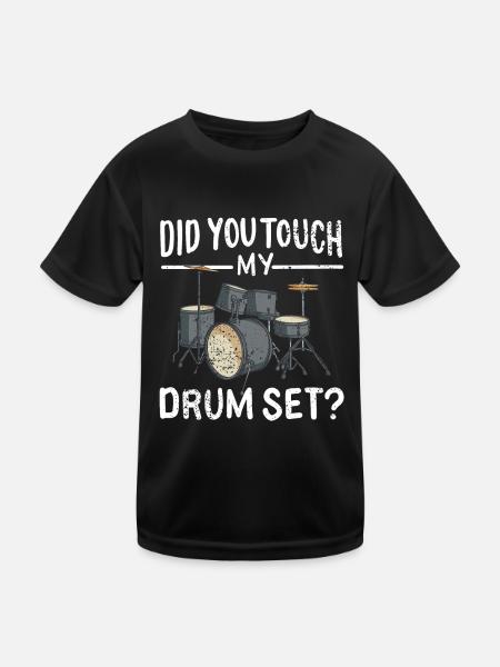 Schlagzeuger Schlagzeug - Kinder Funktions-T-Shirt - Schwarz - Vorne