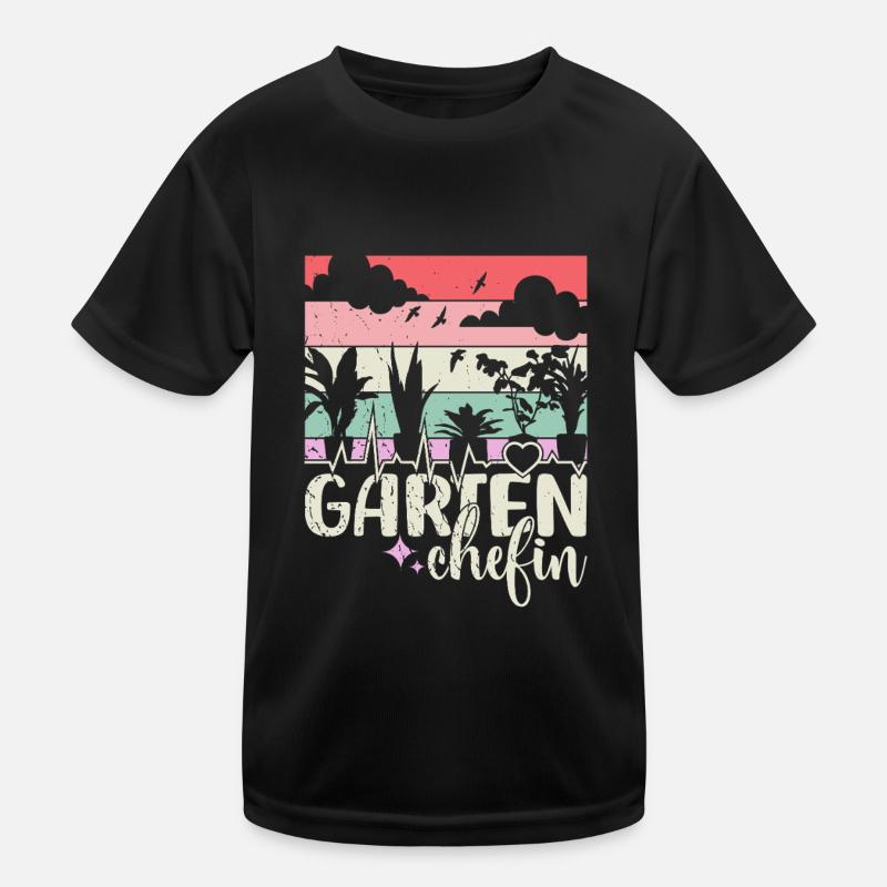 Gartenchefin Vintage Gartenarbeit Gärtnerin Herz Kinder Funktions-T-Shirt