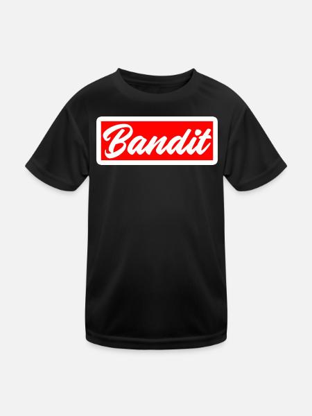 bandit dieb crime criminal aufkleber hooligan gang - Kinder Funktions-T-Shirt - Schwarz - Vorne