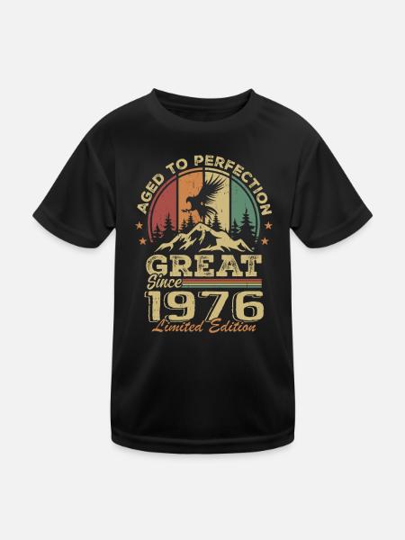 Jahrgang 1976 Geburtstag - 1976 Retro Geschenkidee - Kinder Funktions-T-Shirt - Schwarz