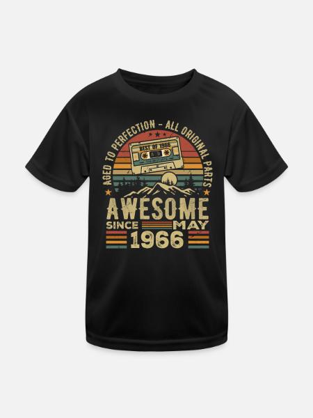 May 1966 Birthday May 1966 Retro Gift - Kids Functional T-Shirt - black