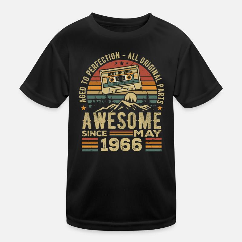 May 1966 Birthday May 1966 Retro Gift - Kids Functional T-Shirt - black