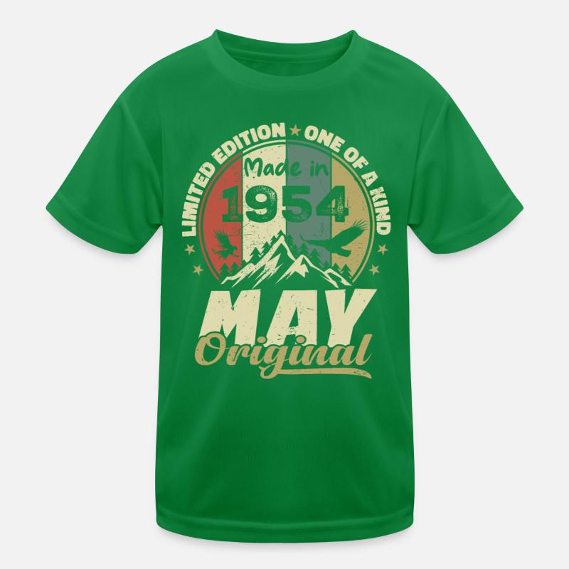 Vintage Anniversary Gift Made in May 1954 Kids Functional T-Shirt