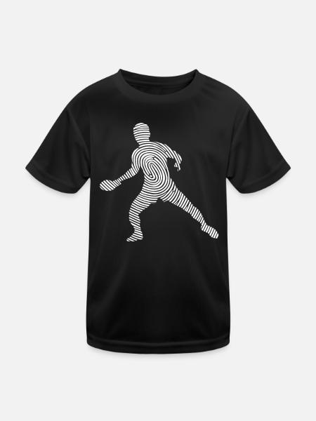Joueur de tennis de table Empreinte digitale Jeu de tennis de table - T-shirt sport Enfant - noir - Devant