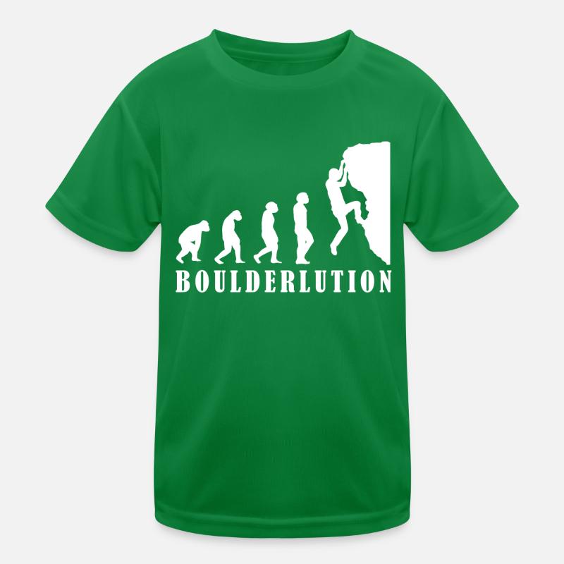 Bouldern Klettern Evolution Bergsteiger Geschenk Kinder Funktions-T-Shirt