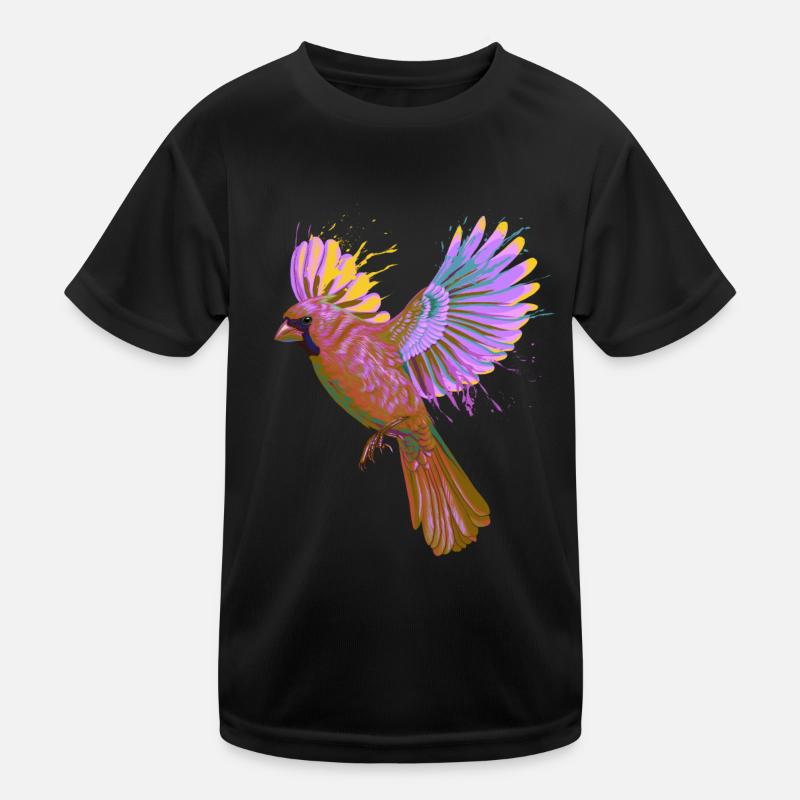 Bunter Fliegender Splash Vogel Rotkardinal Kinder Funktions-T-Shirt