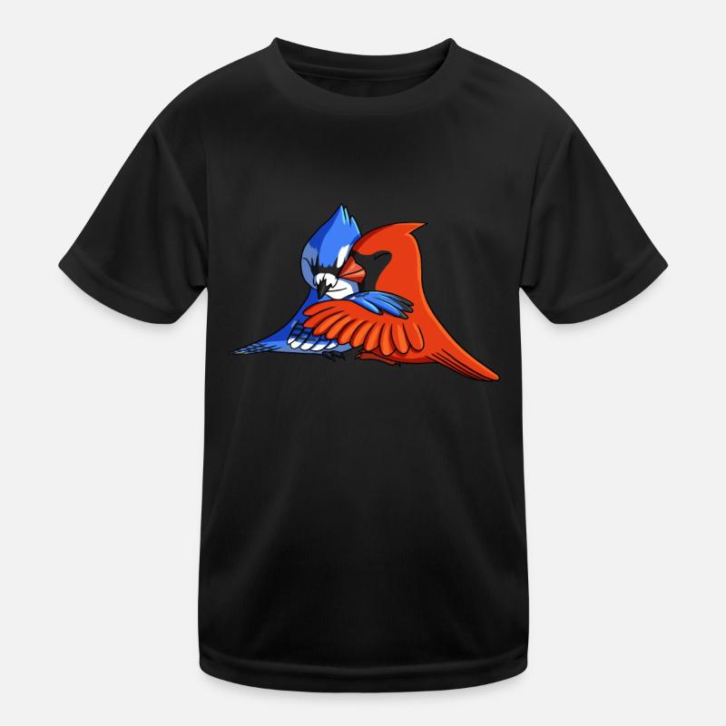 Blue Jay Bird Hugging Northern Cardinal Kids Functional T-Shirt