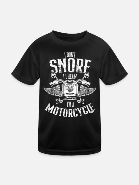 Ich schnarche nicht, ich träume, dass ich ein Motorrad bin lustig - Kinder Funktions-T-Shirt - Schwarz - Vorne