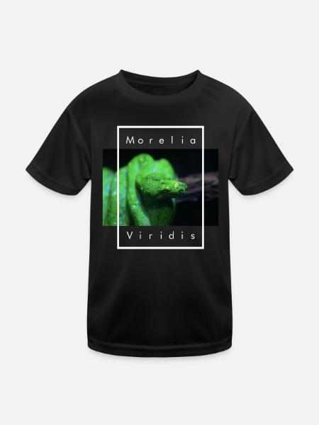 Morelia Viridis Snake Keeper Green Tree Python - Kids Functional T-Shirt - black - Front