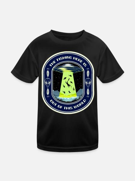 La pêche ici est hors de ce monde la pêche aux OVNIS - T-shirt sport Enfant - noir - Devant