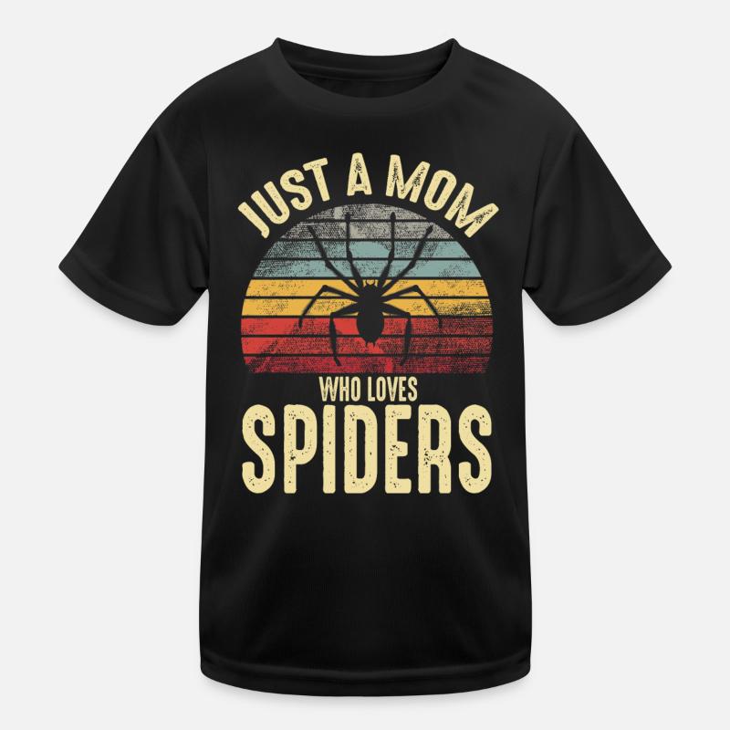 Just A Mom Who Loves Spiders Retro Spider Kids Functional T-Shirt