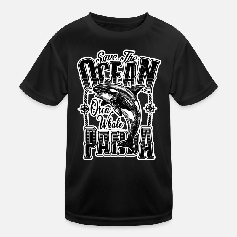Rettet das Meer Pandas Rescue Killer Wal Orcas Kinder Funktions-T-Shirt