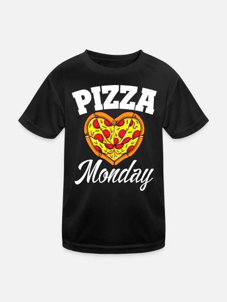 Monday Pizza Night Funny Pizza Lover Fast Food - Kids Functional T-Shirt - black - Front