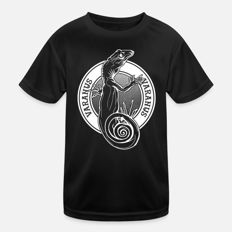 Monitor Eidechse Tattoo Stil Reptilienhalter Varanus Kinder Funktions-T-Shirt