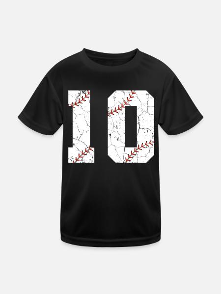 Kinder 10. Geburtstag Baseballspieler 10 Jahre alt - Kinder Funktions-T-Shirt - Schwarz - Vorne