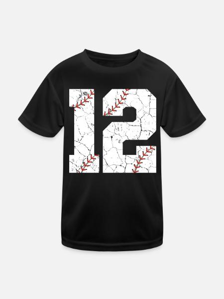 Enfants 12e anniversaire Joueur de baseball 12 ans - T-shirt sport Enfant - noir - Devant