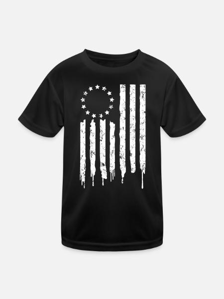 Betsy Ross Drapeau américain Patriotique USA - T-shirt sport Enfant - noir - Devant