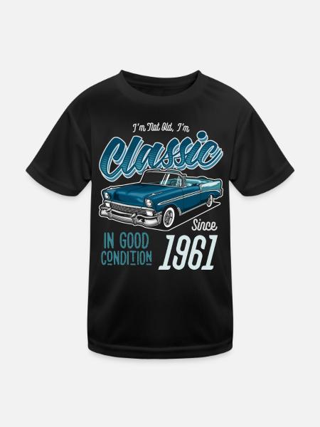 I'm Not Old I'm Classic Car Vintage Born In 1961 - Kids Functional T-Shirt - black - Front