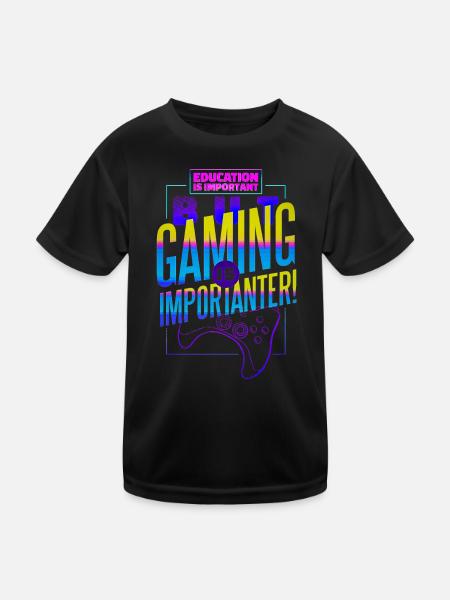 Education Is Important But Gaming Is Importanter - Kids Functional T-Shirt - black - Front